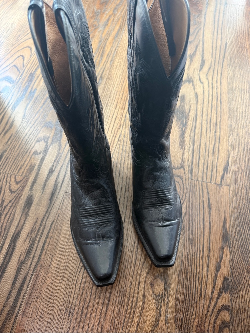 Sbicca Black Pointed-Toe Western Heeled Boots